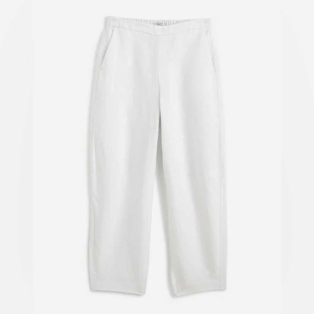 MADEWELL White Tall Pull-On Barrel Pants in 100% Linen Size Small - Picture 5 of 5